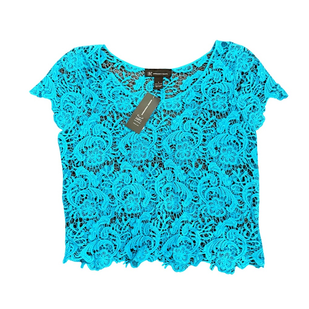 NWT INC INTERNATIONAL CONCEPTS BLUE LACE TEE SHIRT // SIZE SMALL💙